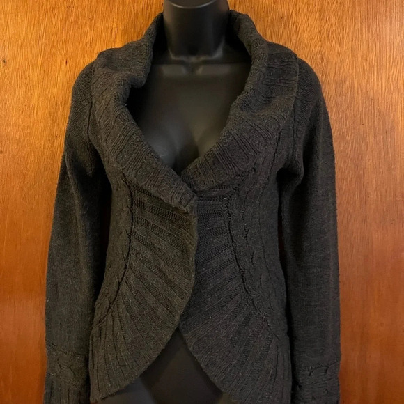 Pink Rose Women’s Cable Knit Cardigan Sweater, Dark Gray, Size Small Cozy Winter - Picture 10 of 16
